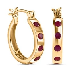 AA Afrikanischer Rubin (Fissure Gefüllt) Ohrringe 925 Silber Gelbgold Vermeil Ca. 1.63 Ct