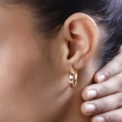 AA Afrikanischer Rubin (Fissure Gefüllt) Ohrringe 925 Silber Gelbgold Vermeil Ca. 1.63 Ct -Schmuck Shoplc 7534560 2