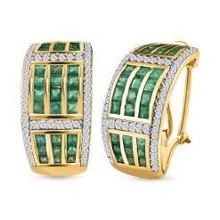 AAA Kagem Sambischer Smaragd Ohrringe, 925 Silber Gelbgold Vermeil, Ca. 6.64 Ct