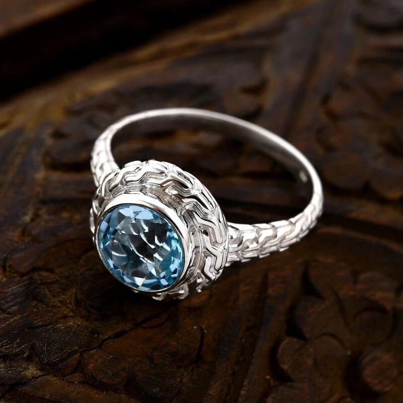 Royal Bali - Himmelblauer Topas Ring, 925 Silber (Größe 21.00) Ca. 3.54 Ct 4 Royal Bali - Himmelblauer Topas Ring, 925 Silber (Größe 21.00) Ca. 3.54 Ct – Bild 2