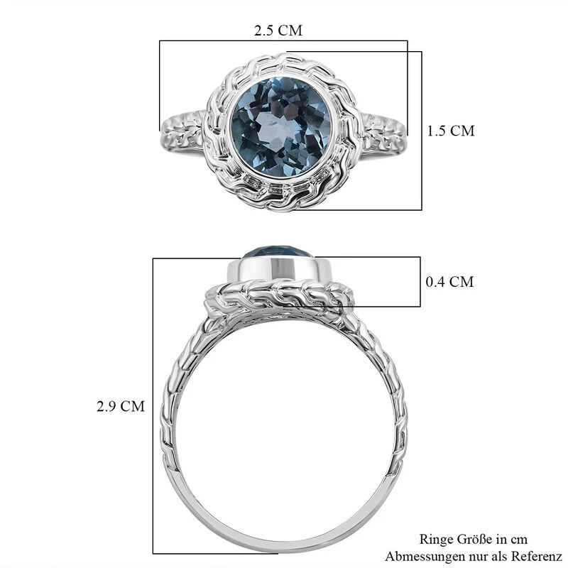 Royal Bali - Himmelblauer Topas Ring, 925 Silber (Größe 21.00) Ca. 3.54 Ct 8 Royal Bali - Himmelblauer Topas Ring, 925 Silber (Größe 21.00) Ca. 3.54 Ct – Bild 6