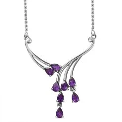 Afrikanischer Amethyst Halskette Ca. 45 Cm Edelstahl Ca. 3.62 Ct