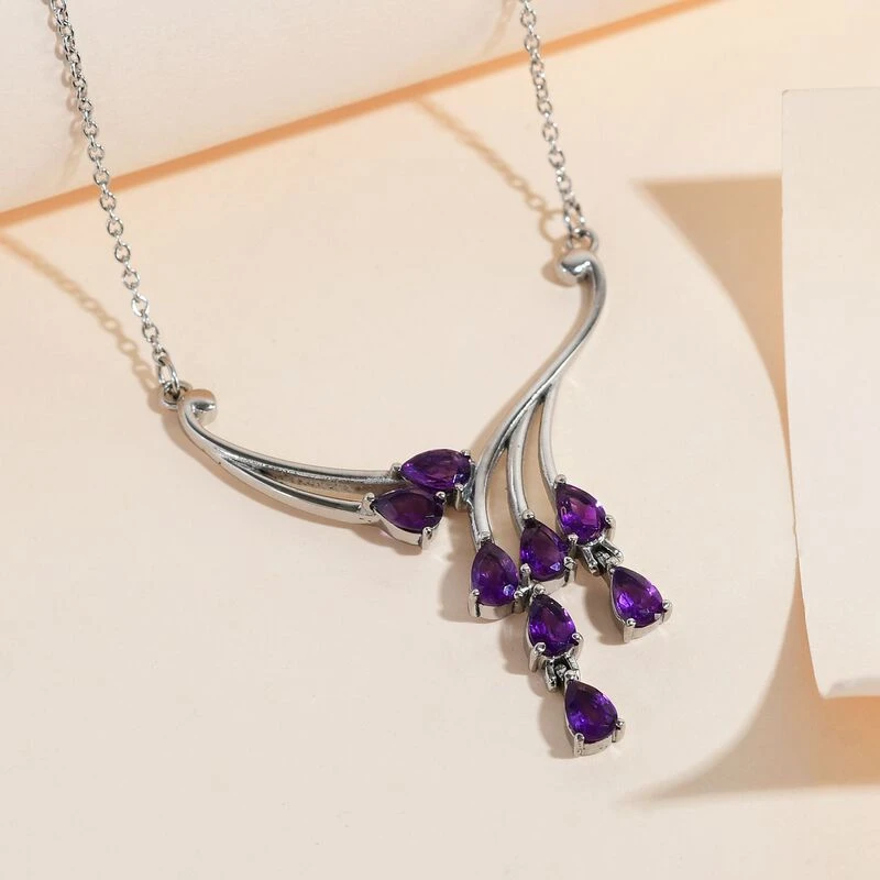 Afrikanischer Amethyst Halskette Ca. 45 Cm Edelstahl Ca. 3.62 Ct 4 Afrikanischer Amethyst Halskette Ca. 45 Cm Edelstahl Ca. 3.62 Ct – Bild 2