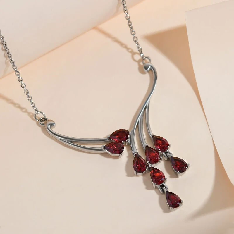 Roter Granat Halskette Ca. 45 Cm Edelstahl Ca. 3.61 Ct 4 Roter Granat Halskette Ca. 45 Cm Edelstahl Ca. 3.61 Ct – Bild 2