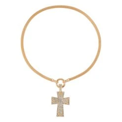 Kreuz Weiße Kristall Halskette, Ca. 50 Cm