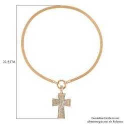 Kreuz Weiße Kristall Halskette, Ca. 50 Cm -Schmuck Shoplc 7537479 3
