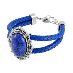 Lapislazuli Leder Armband, Ca. 19 Cm, Antik-silber-Plattierung, Ca. 7.00 Ct -Schmuck Shoplc 7537627 2