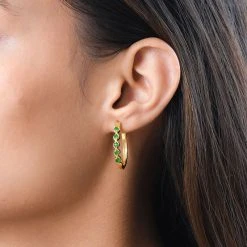 Natürliche Chromdiopsid Ohrringe, 925 Silber Vergoldet, Ca. 0.79 Ct -Schmuck Shoplc 7537808 2