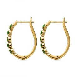 Natürliche Chromdiopsid Ohrringe, 925 Silber Vergoldet, Ca. 0.79 Ct -Schmuck Shoplc 7537808 4