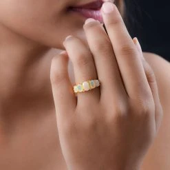 AA Natürlicher, äthiopischer Welo Opal Ringe 925 Silber Vergoldet (Größe 21.00) Ca. 1.60 Ct -Schmuck Shoplc 7539180 2