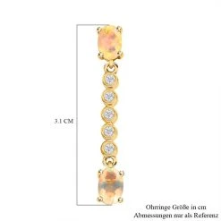 Natürlicher, äthiopischer Welo Opal, Weißer Zirkon Ohrringe, 925 Silber Vergoldet Ca. 1.52 Ct -Schmuck Shoplc 7539248 5