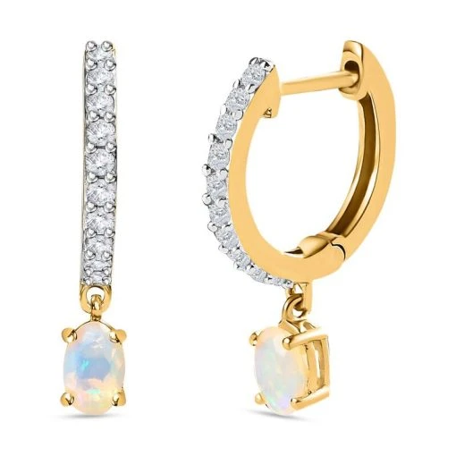 Natürlicher, äthiopischer Welo Opal, Weißer Zirkon Ohrringe, 925 Silber Vergoldet Ca. 1.31 Ct 4 Natürlicher, äthiopischer Welo Opal, Weißer Zirkon Ohrringe, 925 Silber Vergoldet Ca. 1.31 Ct -Schmuck Shoplc 7539267