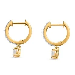 Natürlicher, äthiopischer Welo Opal, Weißer Zirkon Ohrringe, 925 Silber Vergoldet Ca. 1.31 Ct -Schmuck Shoplc 7539267 3