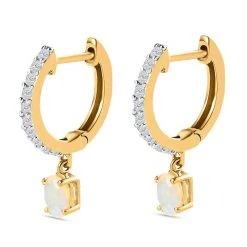 Natürlicher, äthiopischer Welo Opal, Weißer Zirkon Ohrringe, 925 Silber Vergoldet Ca. 1.31 Ct -Schmuck Shoplc 7539267 4