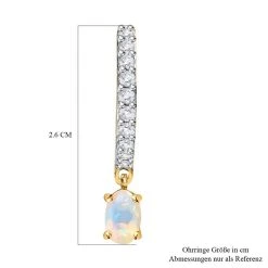 Natürlicher, äthiopischer Welo Opal, Weißer Zirkon Ohrringe, 925 Silber Vergoldet Ca. 1.31 Ct -Schmuck Shoplc 7539267 5