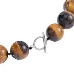 Gelbes Tigerauge Halskette (19-21 Mm), Ca. 50 Cm, 925 Silber Rhodiniert, Ca. 1250.00 Ct -Schmuck Shoplc 7539456 3