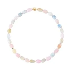 Beryll Halskette Ca. 50 Cm 925 Silber Vergoldet Ca. 344.00 Ct