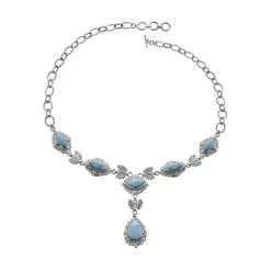 Royal Bali Kollektion- Larimar Halskette, 50 Cm, 925 Silber -31,86 Ct.
