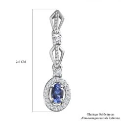 AAA Tansanit, Weißer Zirkon Ohrringe, 925 Silber Platiniert Ca. 0.95 Ct -Schmuck Shoplc 7545244 5