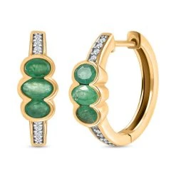 Kagem Sambischer Smaragd Ohrringe 925 Silber Gelbgold Vermeil Ca. 1.22 Ct