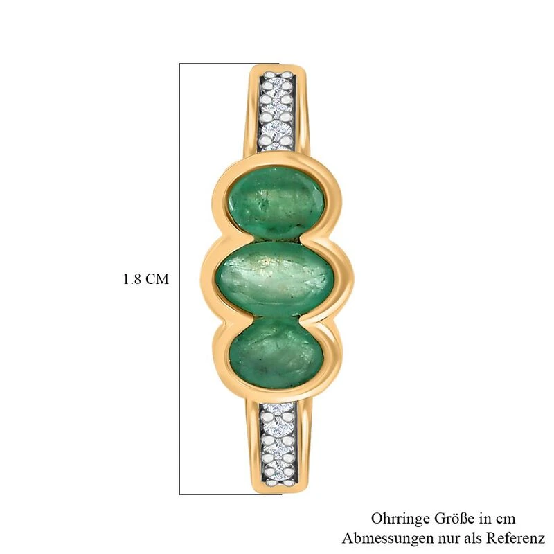 Kagem Sambischer Smaragd Ohrringe 925 Silber Gelbgold Vermeil Ca. 1.22 Ct 7 Kagem Sambischer Smaragd Ohrringe 925 Silber Gelbgold Vermeil Ca. 1.22 Ct – Bild 5