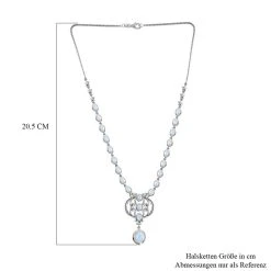 Premium Regenbogen Mondstein Halskette, Ca. 45 Cm 925 Silber Platiniert Ca. 18.48 Ct -Schmuck Shoplc 7546186 5