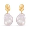 Weiße Barockperle Ohrringe, 925 Silber Vergoldet
