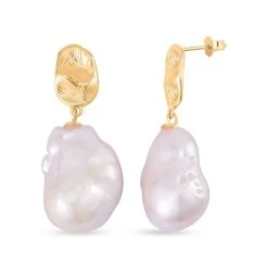 Weiße Barockperle Ohrringe, 925 Silber Vergoldet -Schmuck Shoplc 7548765 3