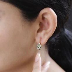 Natürlicher Chromdiopsid, Weißer Zirkon Ohrringe 925 Silber Vergoldet Ca. 0.97 Ct -Schmuck Shoplc 7548906 2