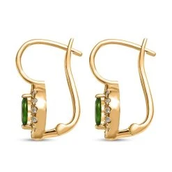 Natürlicher Chromdiopsid, Weißer Zirkon Ohrringe 925 Silber Vergoldet Ca. 0.97 Ct -Schmuck Shoplc 7548906 3