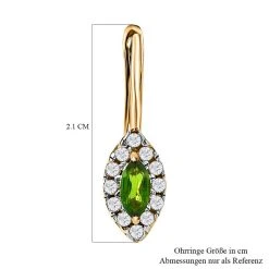 Natürlicher Chromdiopsid, Weißer Zirkon Ohrringe 925 Silber Vergoldet Ca. 0.97 Ct -Schmuck Shoplc 7548906 4