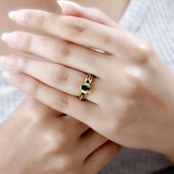 Natürlicher Chromdiopsid Ring, 925 Silber Vergoldet (Größe 21.00) Ca. 0.86 Ct -Schmuck Shoplc 7548942 2