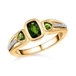 Natürlicher Chromdiopsid Ring, 925 Silber Vergoldet (Größe 21.00) Ca. 0.86 Ct -Schmuck Shoplc 7548942 3