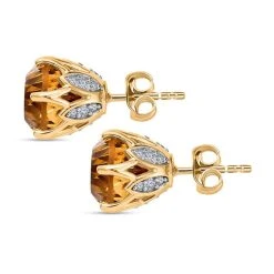Citrin, Weißer Zirkon Ohrringe Millenial-Schliff, 925 Silber Gelbgold Vermeil Ca. 8.87 Ct -Schmuck Shoplc 7549285 3
