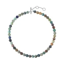 AAA Chrysokoll, Roter Granat Halskette Ca. 50 Cm 925 Silber Rhodiniert Ca. 388.09 Ct