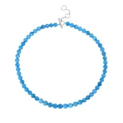 AAA Blauer Apatit, Roter Granat Halskette Ca. 50 Cm 925 Silber Rhodiniert Ca. 338.59 Ct