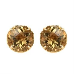 Citrin Ohrringe 925 Silber Gelbgold Vermeil Ca. 4.04 Ct