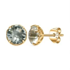 Prasiolith Ohrringe 925 Silber Gelbgold Vermeil Ca. 3.76 Ct -Schmuck Shoplc 7549449 3