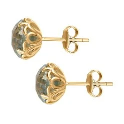 Prasiolith Ohrringe 925 Silber Gelbgold Vermeil Ca. 3.76 Ct -Schmuck Shoplc 7549449 4