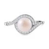 Weiße Süßwasser Perle, Weißer Zirkonia Ring, 925 Silber Rhodiniert (Größe 20.00) Ca. 0.24 Ct -Schmuck Shoplc 7549846