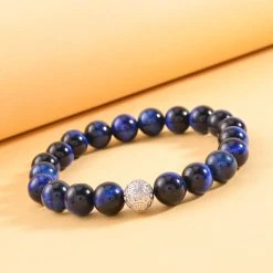 Tigerauge Flexibles Armband, 925 Silber Rhodiniert, Ca. 160.00 Ct -Schmuck Shoplc 7549978 1