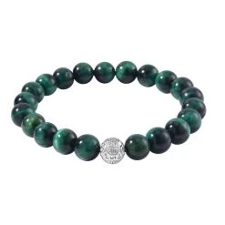 Tigerauge Armband Ca. Flexibles Cm 925 Silber Rhodiniert Ca. 160.00 Ct