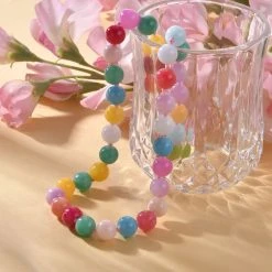 Mehrfarbiger Quarzit Halskette, (9-11mm), Ca. 45 Cm, Reiner Edelstahl, Ca. 296.00 Ct -Schmuck Shoplc 7550432 1