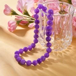 Lila Quarzit Halskette Ca. 45 Cm Reiner Edelstahl, Ca. 296.00 Ct, Vergoldet 296.00 Ct -Schmuck Shoplc 7550439 1