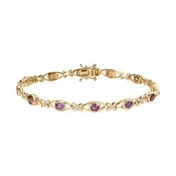 AA Lavendel-Spinell, Weißer Zirkon Armband Ca. 20 Cm 925 Silber Gelbgold Vermeil Ca. 2.71 Ct