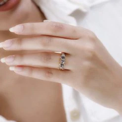 AA Natürlicher Tansanischer Lavendel-Spinell, Weißer Zirkon Ring, 925 Silber Gelbgold Vermeil, (Größe 18.00) Ca. 1.38 Ct -Schmuck Shoplc 7550942 2