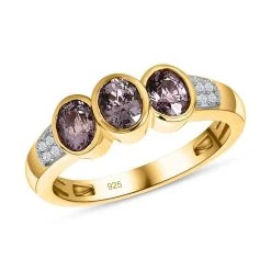 AA Natürlicher Tansanischer Lavendel-Spinell, Weißer Zirkon Ring, 925 Silber Gelbgold Vermeil, (Größe 18.00) Ca. 1.38 Ct -Schmuck Shoplc 7550942 3