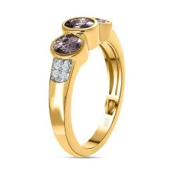 AA Natürlicher Tansanischer Lavendel-Spinell, Weißer Zirkon Ring, 925 Silber Gelbgold Vermeil, (Größe 18.00) Ca. 1.38 Ct -Schmuck Shoplc 7550942 4