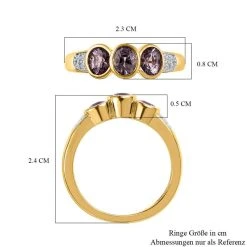 AA Natürlicher Tansanischer Lavendel-Spinell, Weißer Zirkon Ring, 925 Silber Gelbgold Vermeil, (Größe 18.00) Ca. 1.38 Ct -Schmuck Shoplc 7550942 6