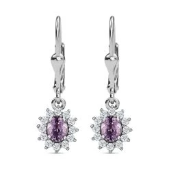 AA Natürliche Tansanische Lavendel-Spinell, Weißer Zirkon Ohrringe 925 Silber Platiniert Ca. 1.34 Ct